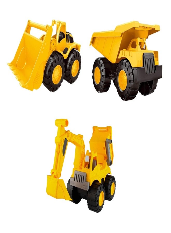Globular Dig Dump Dumper Bulldozer Vehicle Construction Engineering Truck Toy for Kids, Unbreakable Push and Go Truck for Kids Pull Back Pack of 3 - Image 1